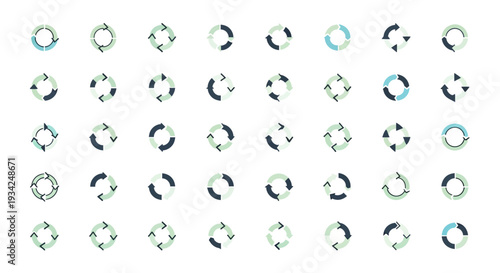 Circular Arrows Refresh Reload Cycle Icons Set