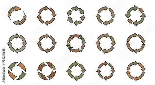 Circular Arrows Set: Diverse Cycle, Refresh, and Rotation Icons Collection