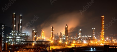 Oil refinery plant. Fuel energy industry. Generative AI technology.