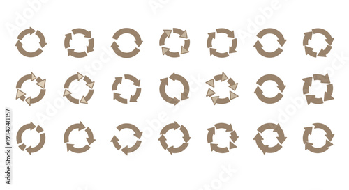 Circular Refresh and Recycle Arrows Icon Set for Web and Graphic Design