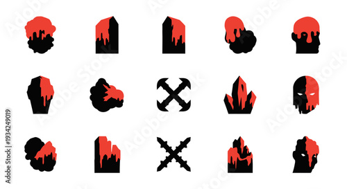 Halloween blood dripping icons set. Horror design elements.