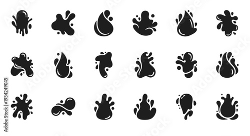 Ink splash collection, abstract black drops set