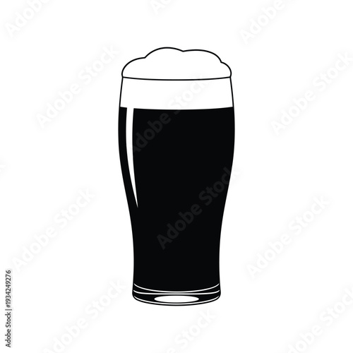 Black beer pint glass vector illustration isolated on white for bar menu and pub design