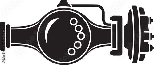 Heavy duty vehicle rear differential axle assembly icon for automotive mechanical repair and car design.