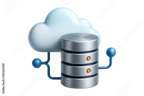 Cloud Database Integration Technology Illustration Isolated on a Transparent Background