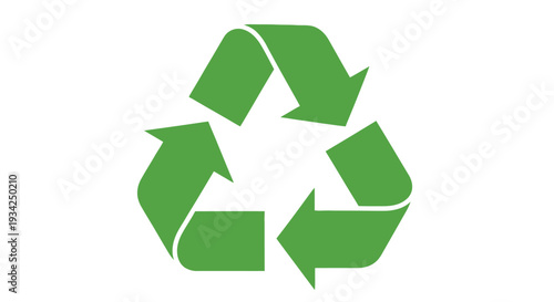 Green recycling symbol with three chasing arrows on a white background