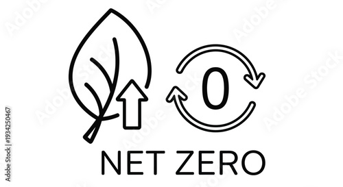 Net zero emblem featuring a leaf recycling symbol and circular arrow design