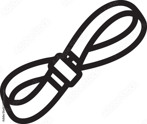 Simple black and white illustration of a dog leash with a buckle