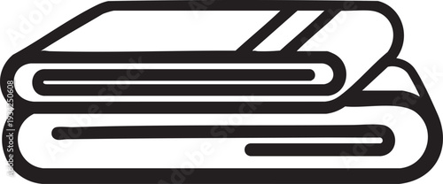 A simple black and white line drawing of stacked towels