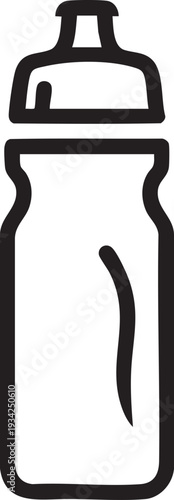 Simple black and white line drawing of a sports water bottle
