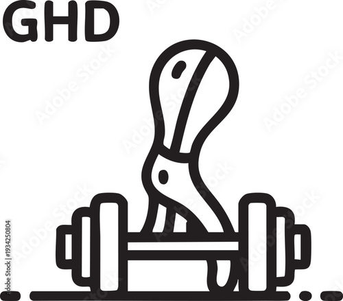 Black and white illustration of hair straightener with the ghd logo