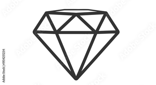Simple black and white line drawing of a faceted diamond gemstone