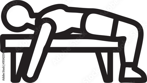 Simple black and white illustration of a reclining chair outline