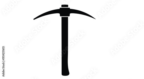 A silhouetted pick-axe stands prominently against a stark white background