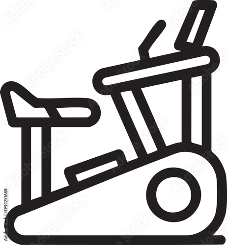 Line art illustration of a stationary exercise bike with handlebars
