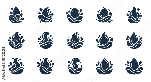 Water drop logo set. Liquid droplet icons collection.