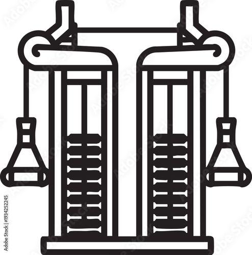 Line art illustration of a classic balance scale with flasks