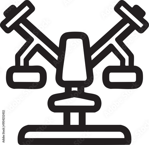 Simple black and white line drawing of a seesaw playground equipment