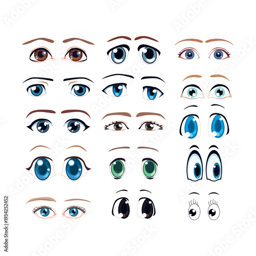 Set of  eyes logo vector EPS looking in all directions