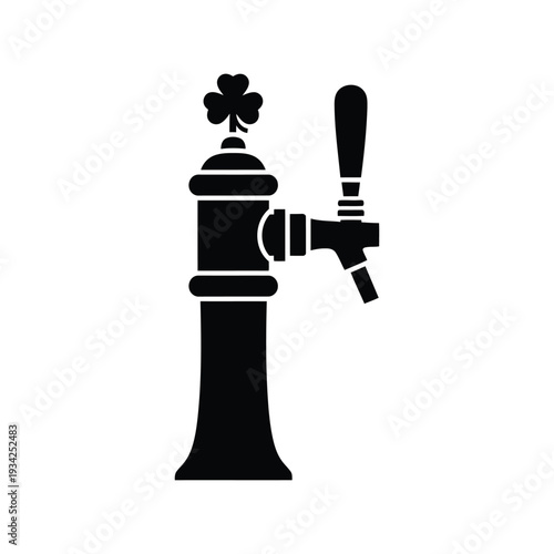 Beer tap silhouette vector icon for bar menu, pub signage, and St. Patrick’s Day design