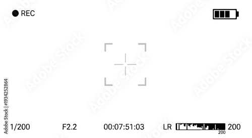 Camera viewfinder display showing recording mode, exposure settings, and battery level, indicating a professional photography or videography setup in action.