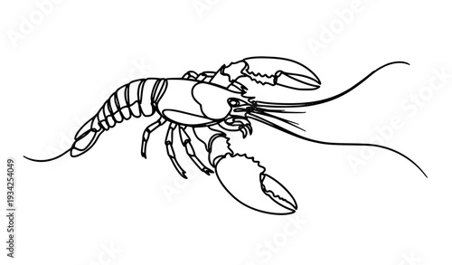 Minimalist Red Lobster Continuous Line Vector Banner Poster Store Sign Isolated on White