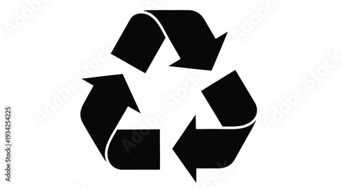 Simple black recycling symbol on a white background representing environmental awareness