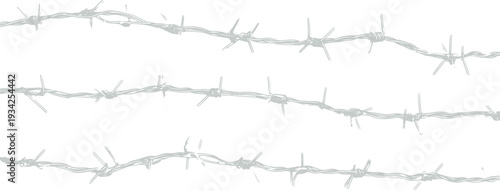 Three horizontal lines of barbed wire fence security