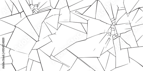 Black lines forming abstract shattered glass pattern on white background