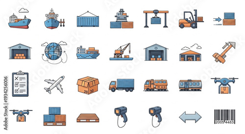Logistics and Shipping Icons Collection.