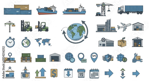 Logistics and Shipping Icons Set.