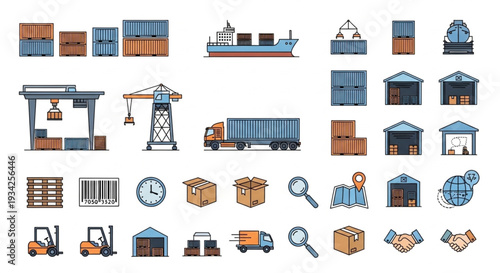 Logistics and Shipping Icons Set.