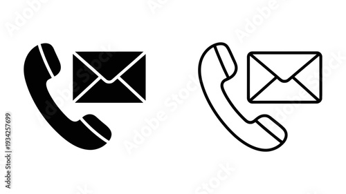A classic telephone receiver beside an envelope icon, symbolizing communication, contact information, and customer support.