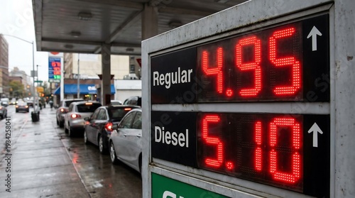 Wallpaper Mural Close-up of fuel price board at gas station showing increased numbers Torontodigital.ca