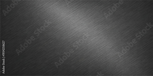A dark gray brushed metal texture background features a sleek silver stainless steel surface with a seamless metallic aluminum pattern for a modern industrial wallpaper design
