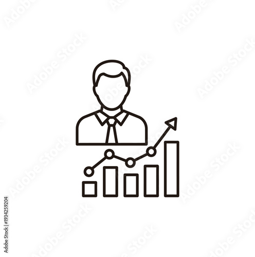 Businessman analyzing growth chart with upward trend indicator