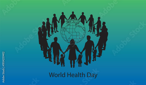 World Health Day Global Unity Silhouette Around Earth