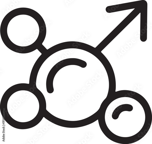 Graphic representation of a male symbol with interconnected circles and upward arrow Vector