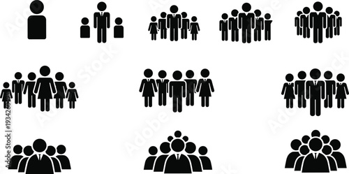 Business people group icons set silhouette team leadership community crowd partnership organization concept isolated vector illustration on white background