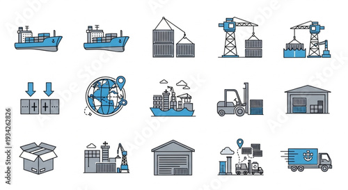 Logistics and Shipping Icons Set.