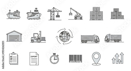 Logistics and Shipping Icons Set.
