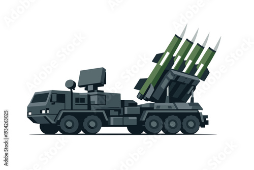 Mobile anti-aircraft missile launcher with radar system