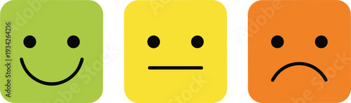 Customer satisfaction rating icons with happy neutral and sad faces feedback concept isolated on white background vector illustration