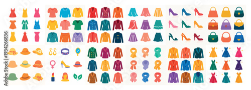 Fashion icons with dress shoe bag colorful