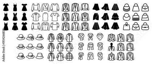 Fashion icons with dress jacket hat minimal