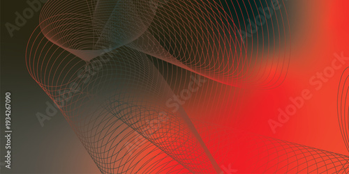 Vibrant red and green grainy backdrop featuring flowing mesh curves and luminous blurred gradient light on black, ideal for modern poster and banner design