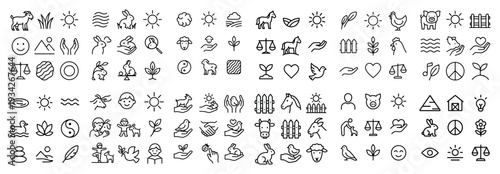 Pastoral icons with goat duck leaf outline