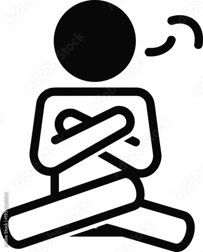 Meditation yoga pose icon person sitting lotus position mindfulness symbol vector illustration isolated on white background