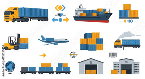 Logistics and Transportation Icons Set.