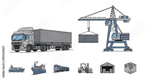 Logistics and Transportation Icons Set.